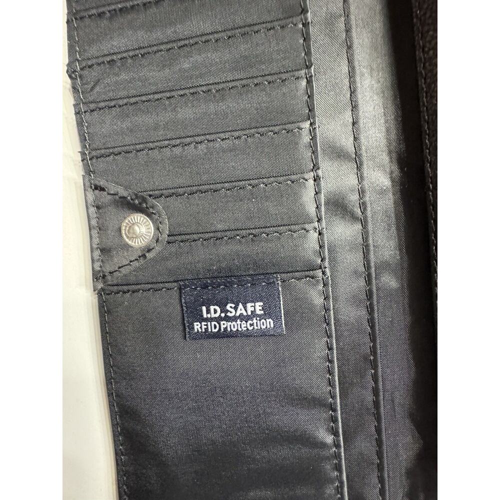 Nautica V Flap Clutch Wallet RFID Credit Cards Bill Slip Snap Closure Black - Picture 5 of 5
